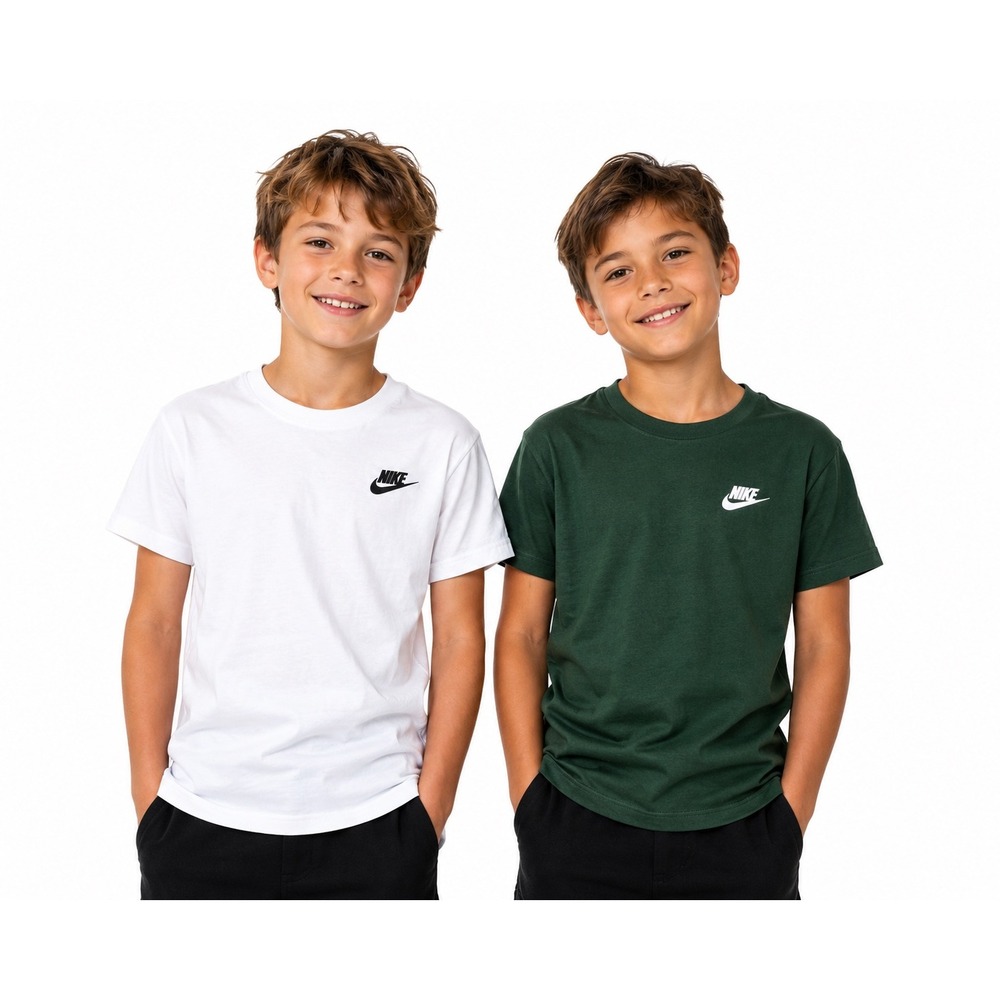 Nike Sportswear Boys Large T-Shirt 2 Pack White Green Futura Logo